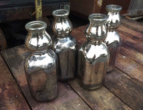 Bottles & Jars - Single 1950s Hand Silvered Glass Milk Bottle