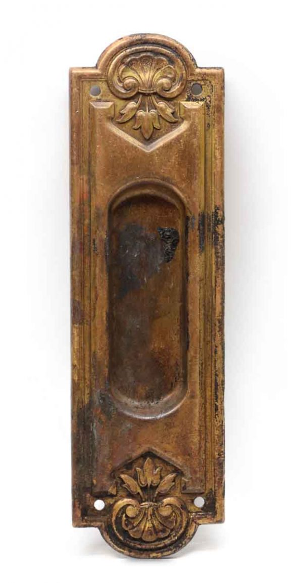 Pocket Door Hardware - Art Nouveau Pressed Brass Pocket Door Plate