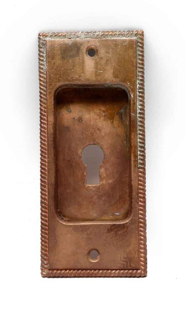 Pocket Door Hardware - Vintage Copper Plated Brass Pocket Door Plate