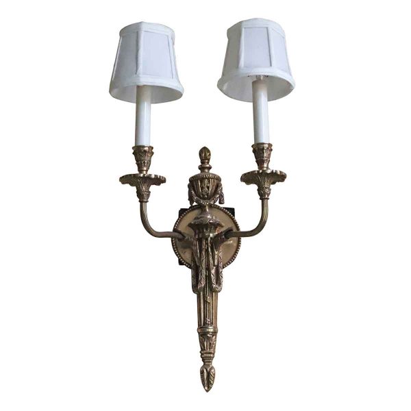 Sconces & Wall Lighting - Salvaged Waldorf French Brass Sconces with Two Candle Lights