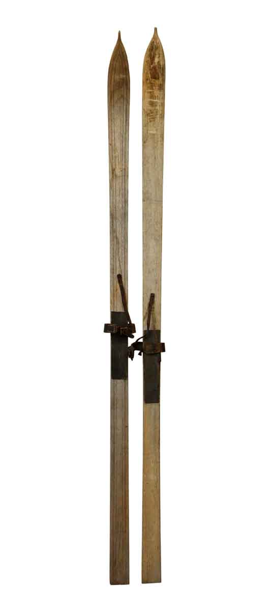 Sporting Goods - Pair of Vintage Skis with Pointed Tips
