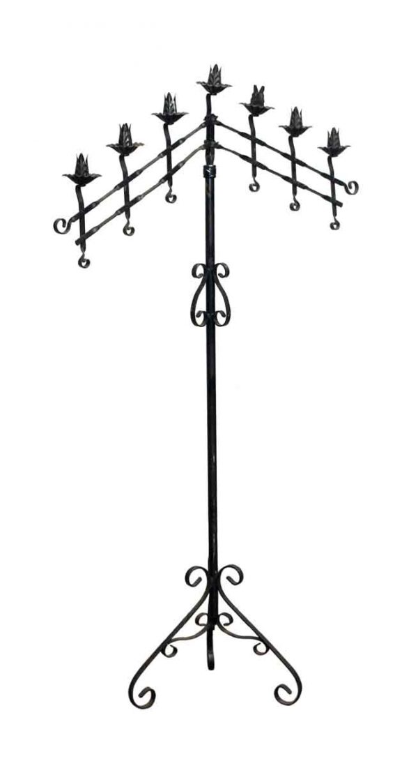Candle Holders - Salvaged Tall Black Wrought Iron Candelabra