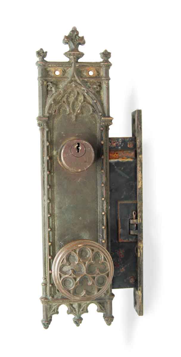 Antique Bronze Corbin Gothic Entry Knob & Lock Set Olde Good Things