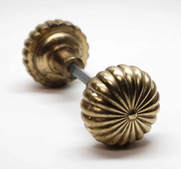 Door Knobs - Antique Colonial Polished Brass Fluted Knob Set
