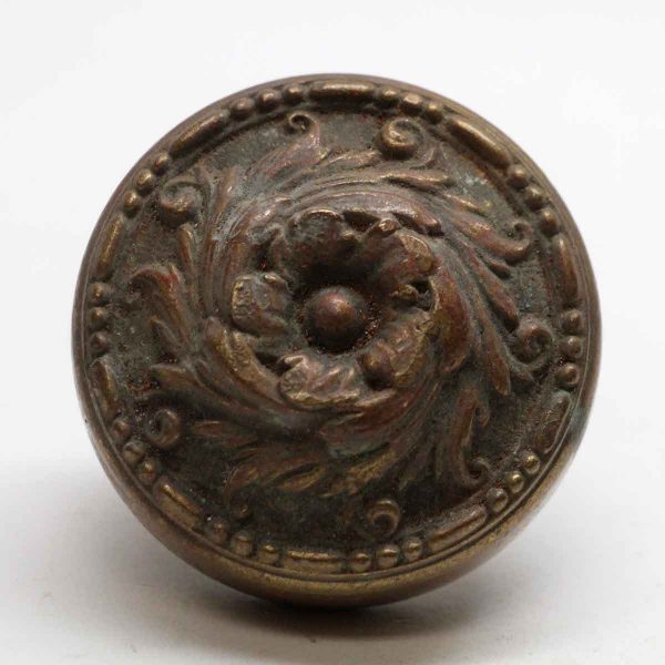 Door Knobs - Single Romanesque Bronze Floral Door Knob