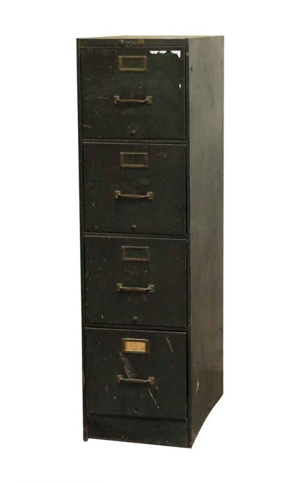 Office Furniture - Reclaimed Four Drawer Metal Green Filing Cabinet