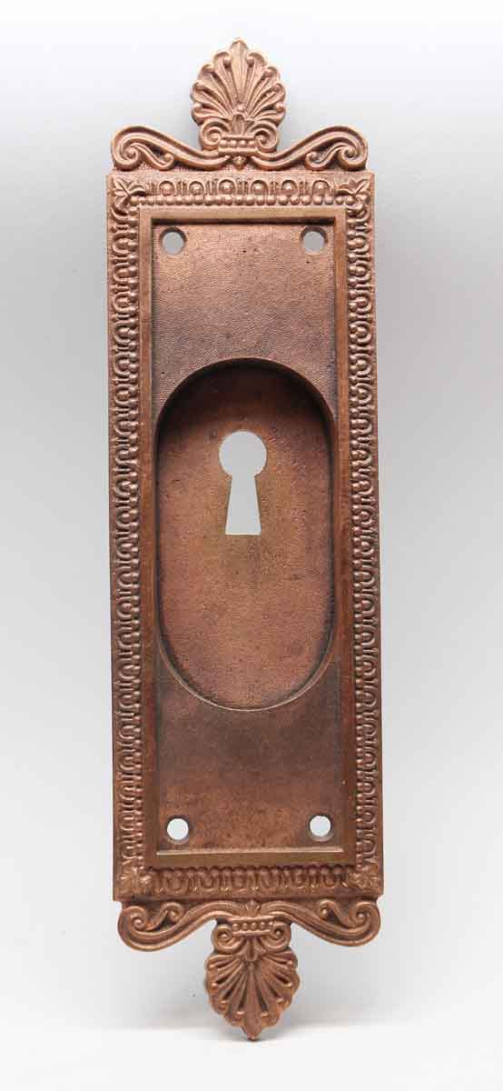 Pocket Door Hardware - Antique Neoclassical Copper Pocket Door Plate