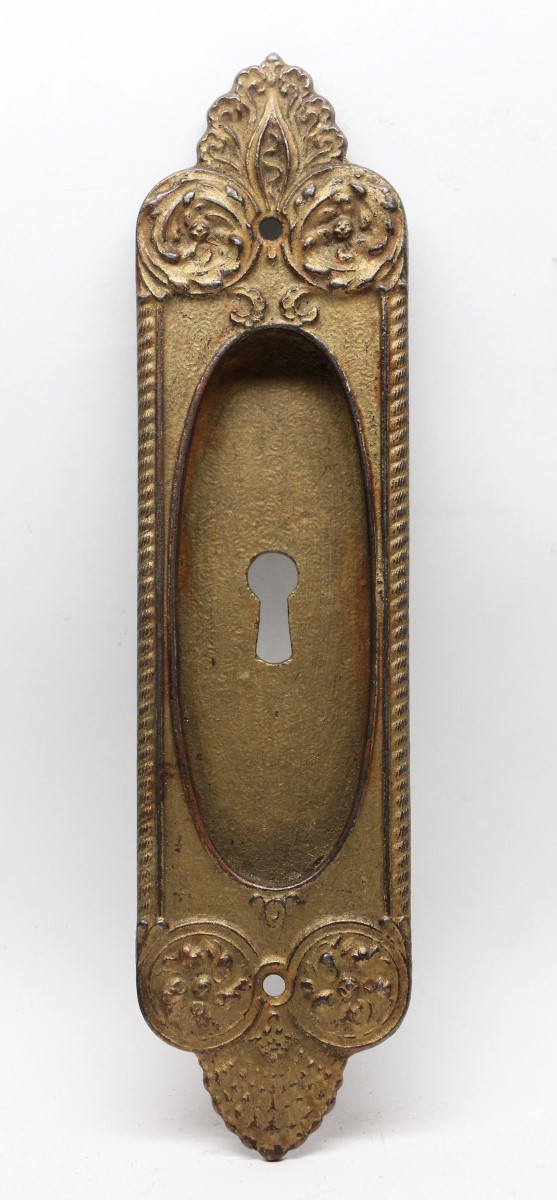 Pocket Door Hardware - Cast Iron Gilded Pocket Door Plate