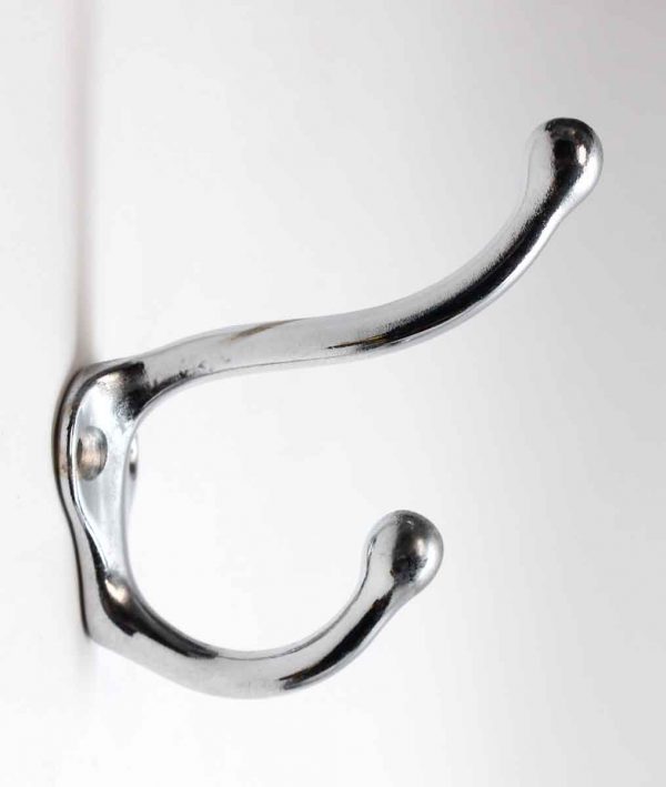 Single Hooks - Salvaged Waldorf Chrome Double Brass Wall Hook