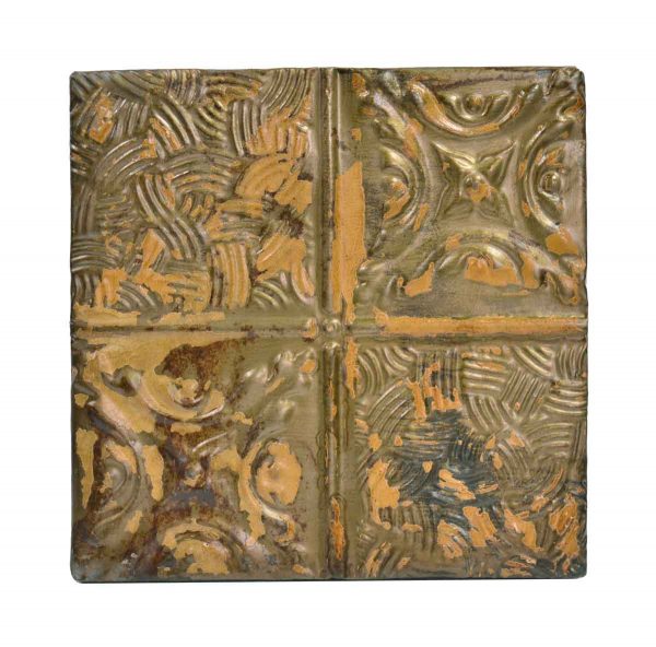 Tin Panels - Textured Orange Four Fold Tan Antique Tin Ceiling Panel