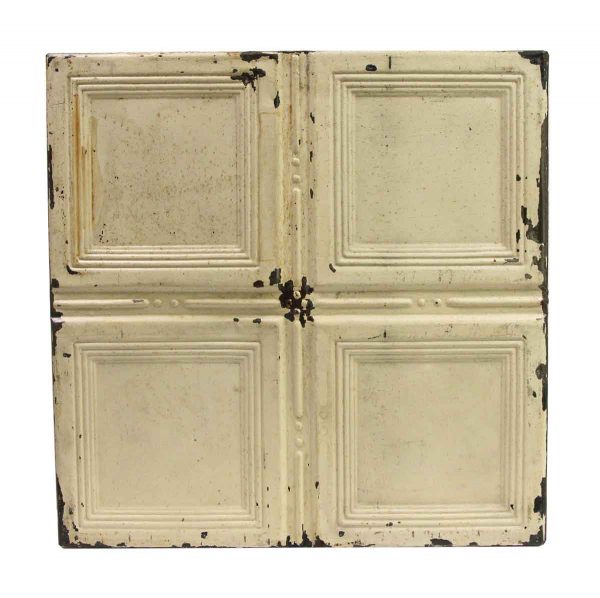 Tin Panels - White Recessed Square Four Fold Tin Ceiling Panel