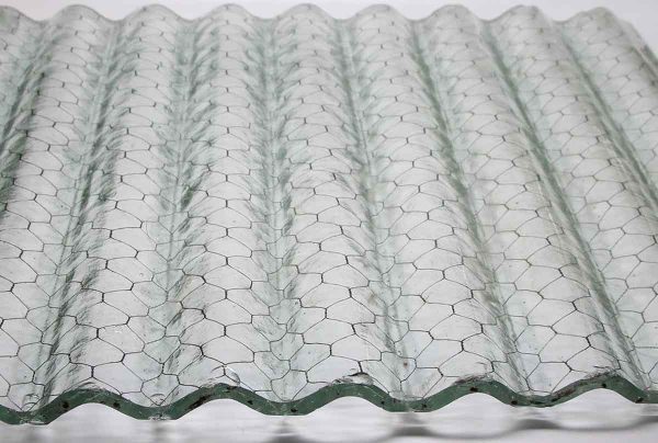 Chicken Wire Glass - Corrugated Fire Resistant Clear Colored Chicken Wire Glass