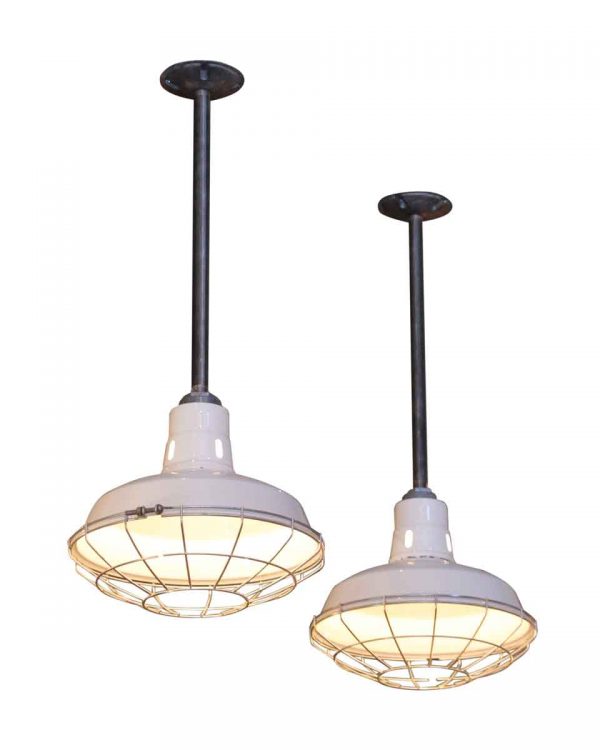 Industrial & Commercial - Industrial White Enamel Cage Light