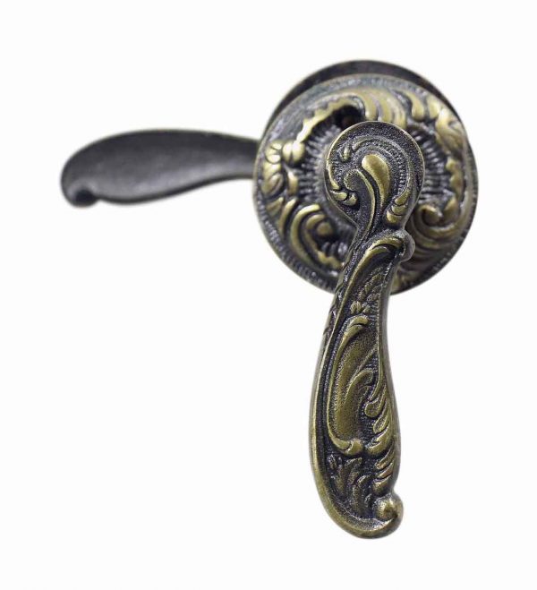Levers - Ornate Cast Brass French Door Lever Set