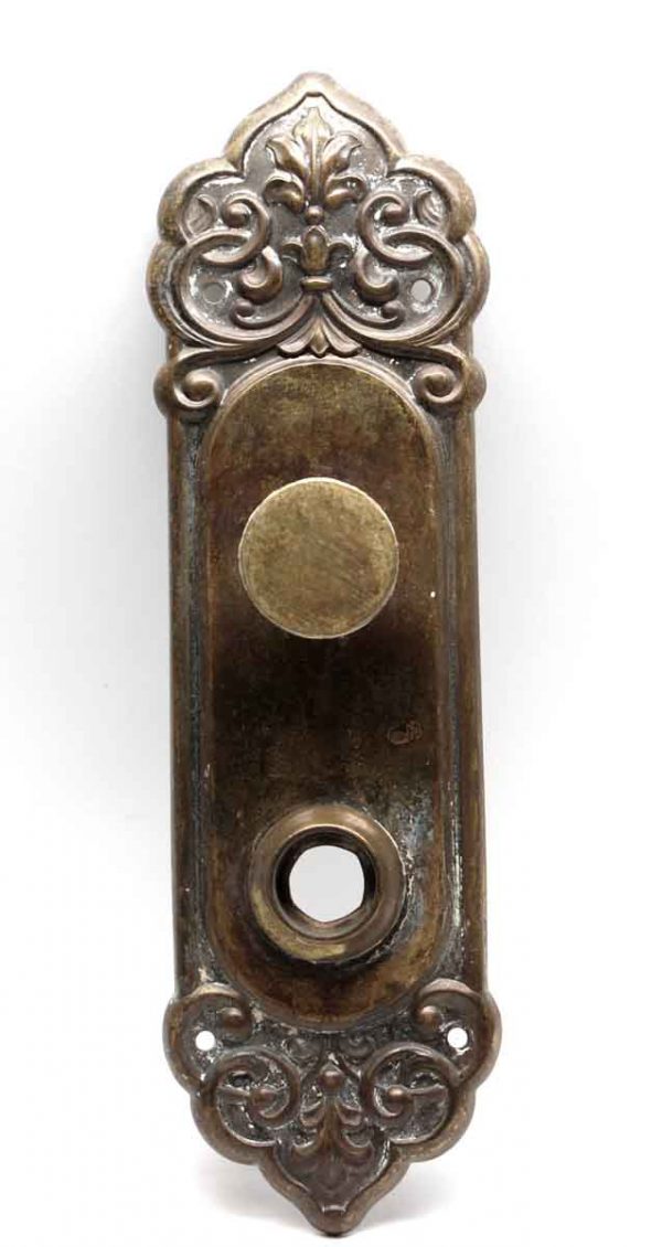 Back Plates - Victorian Brass Ornate Back Plate with Turn Knob