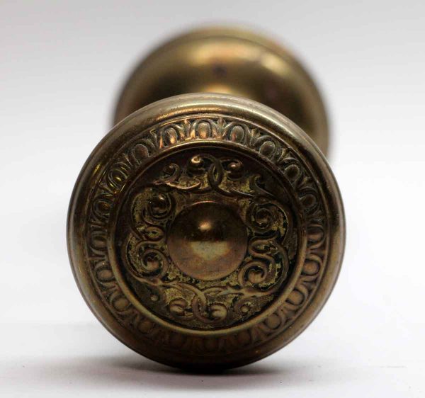 Door Knob Sets - Pair of Brass Corbin Door Knobs with Rosette
