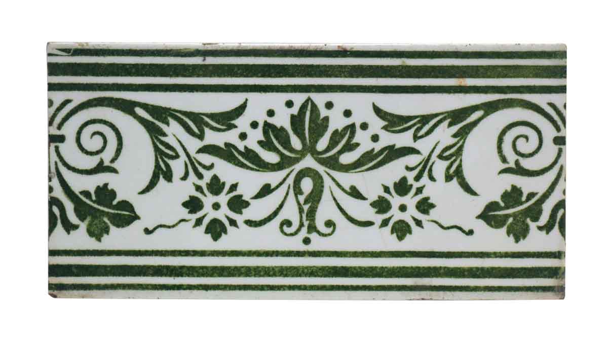 Vintage Green & White Tile Floral Subway Set | Olde Good Things