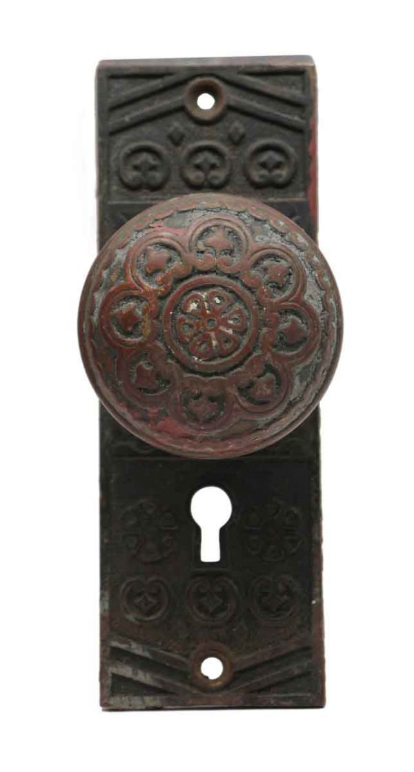 Door Knob Sets - Antique Niles Chicago Eight Fold Bronze Door Knob Set