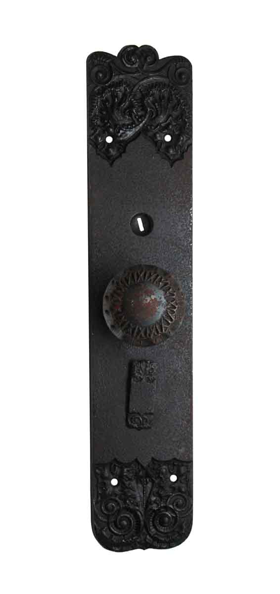 Door Knob Sets - Cast Iron Thistle Design Back Plate with Concentric Door Knob