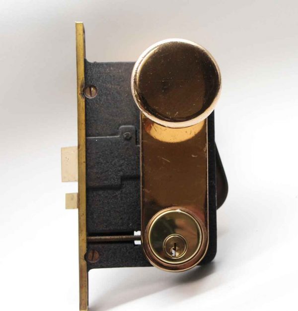 Door Knob Sets - Polished Brass Lockwood Door Knob Set with Matching Plates