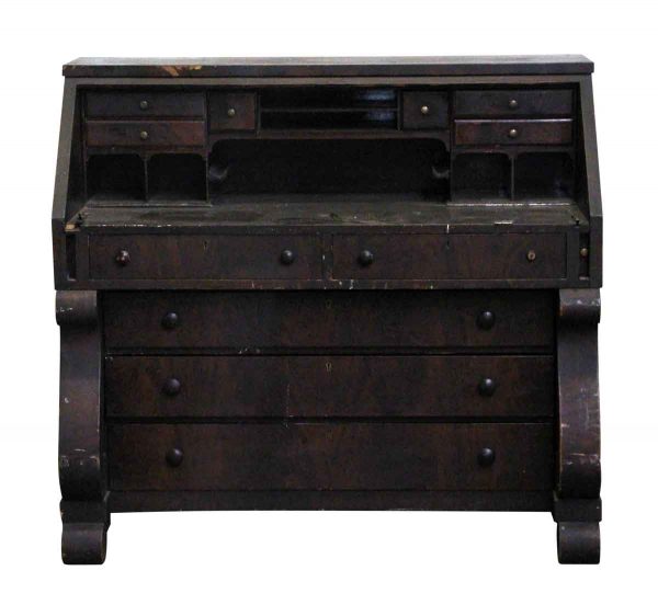 Office Furniture - Antique Empire Secretary Wood Desk with Multiple Drawers