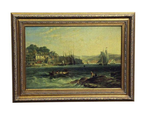 Paintings - Antique Ornate Framed Scenic Sea Painting