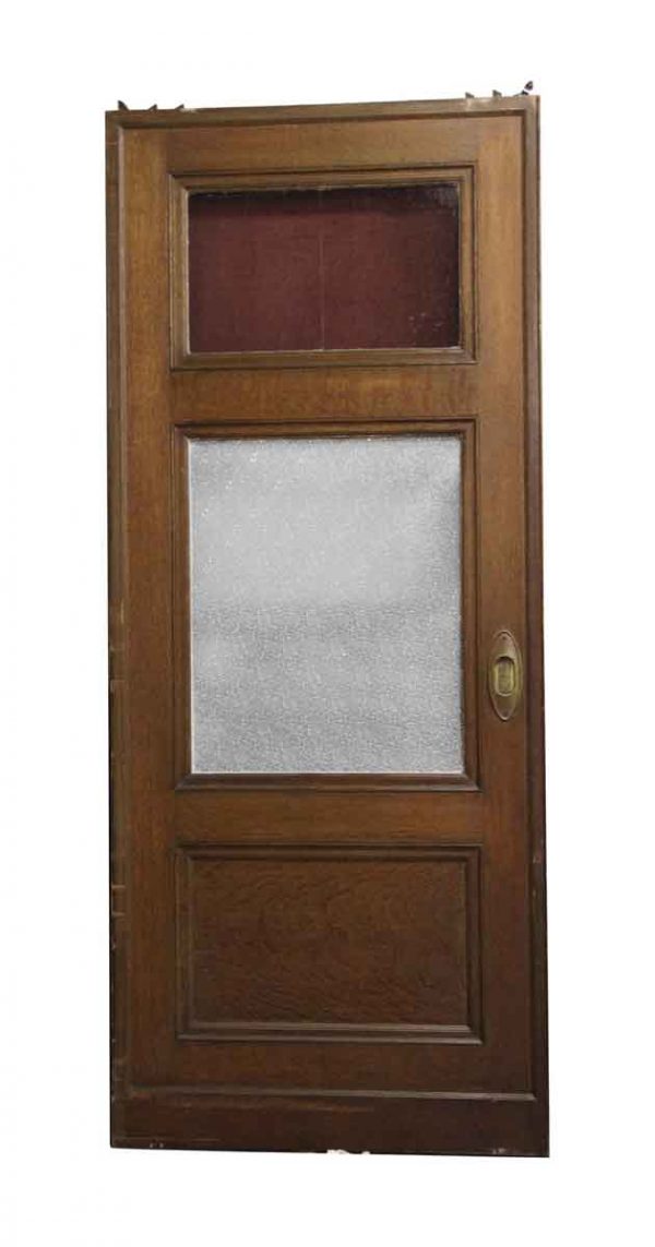 Pocket Doors - Wooden Pocket Door with Red Stained Glass Panel