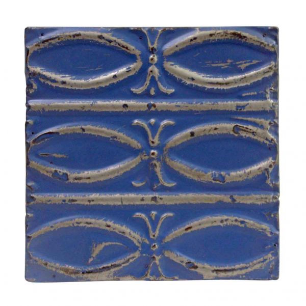 Tin Panels - Dark Blue Fish Pattern Antique Tin Panel