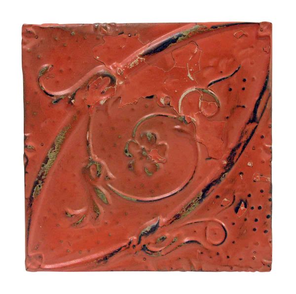 Tin Panels - Red Oval Floral Tin Panel