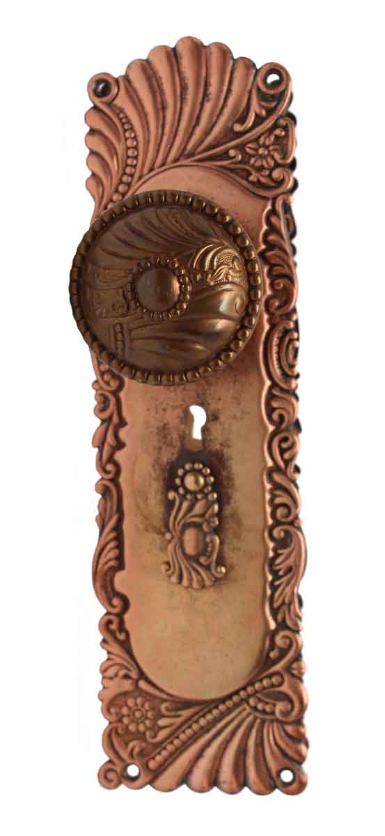 Door Knob Sets - Antique Roanoke Copper Finish Brass Entry Door Knob Set