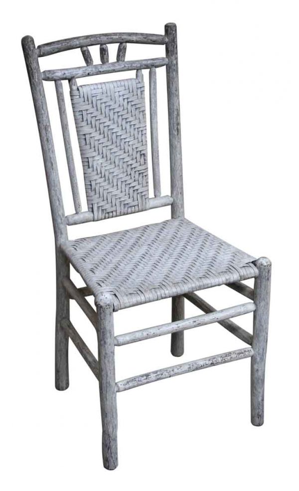 Seating - Set of 5 Gray Wicker & Wood Chairs