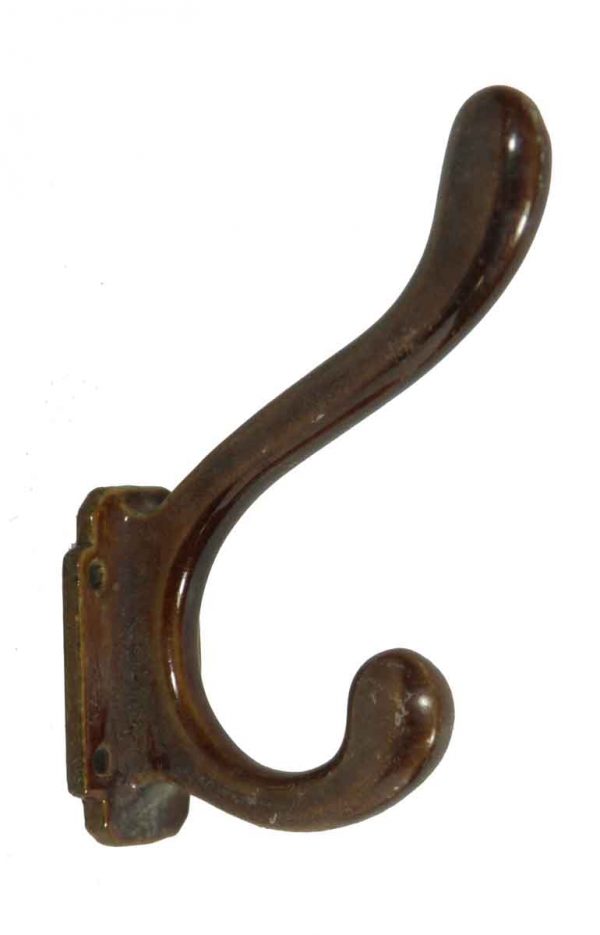 Single Hooks - Vintage Porcelain Brown Hook