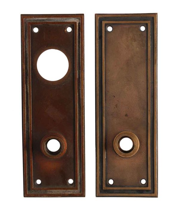 Back Plates - Pair of Antique Bronze Doric Entry Door Plates