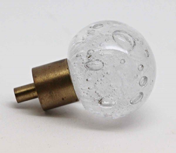 Cabinet & Furniture Knobs - Small Hand Blown Clear Glass Bubbled Drawer Knob
