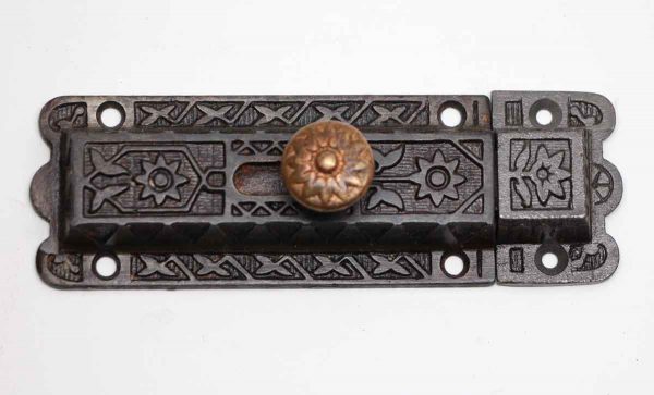 Cabinet & Furniture Latches - Cast Iron Decorative Latch with Bronze Button