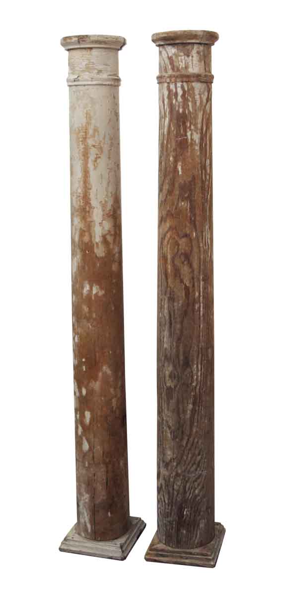Columns & Pilasters - Pair of Distressed Wooden Columns