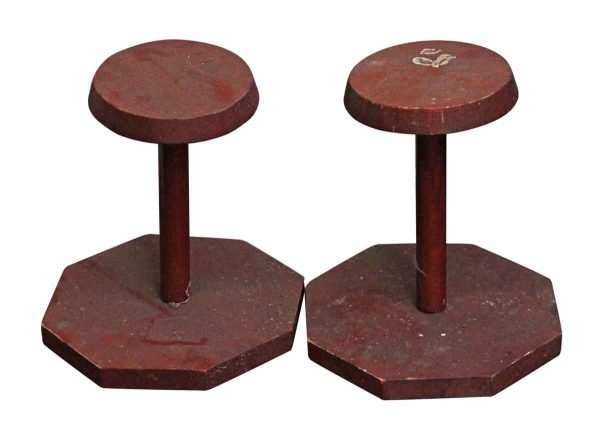 Commercial Furniture - Pair of Red Wooden Hat Stands
