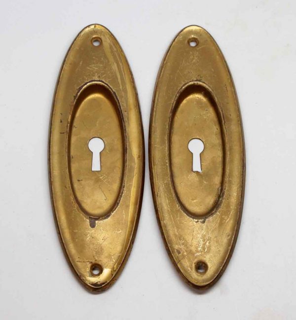 Pocket Door Hardware - Pair of Brass Keyhole Recessed Pocket Door Plates