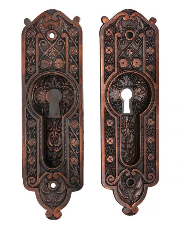 Pocket Door Hardware - Pair of Victorian Pocket Door Keyhole Back Plates