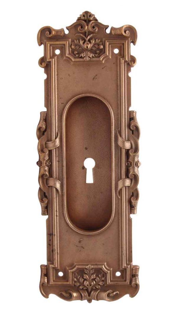 Pocket Door Hardware - Polished Bronze Gothic Yale & Towne Pocket Door Plate