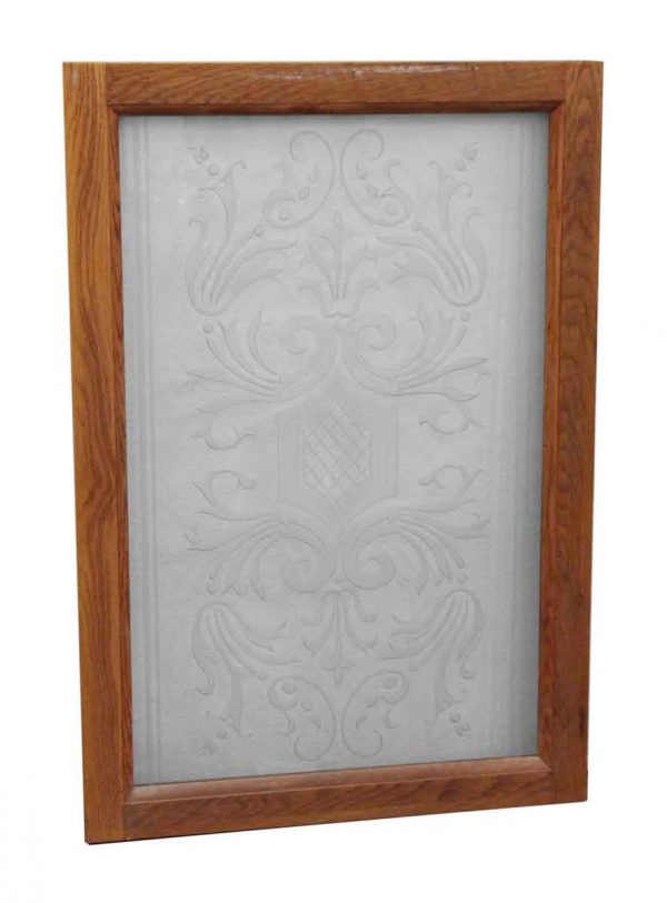 Reclaimed Windows - Framed Etched Glass Reclaimed Window