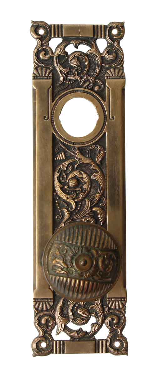 Door Knob Sets - Bronze Back Plate & Asymmetrical Columbian Entry Door Knob Set