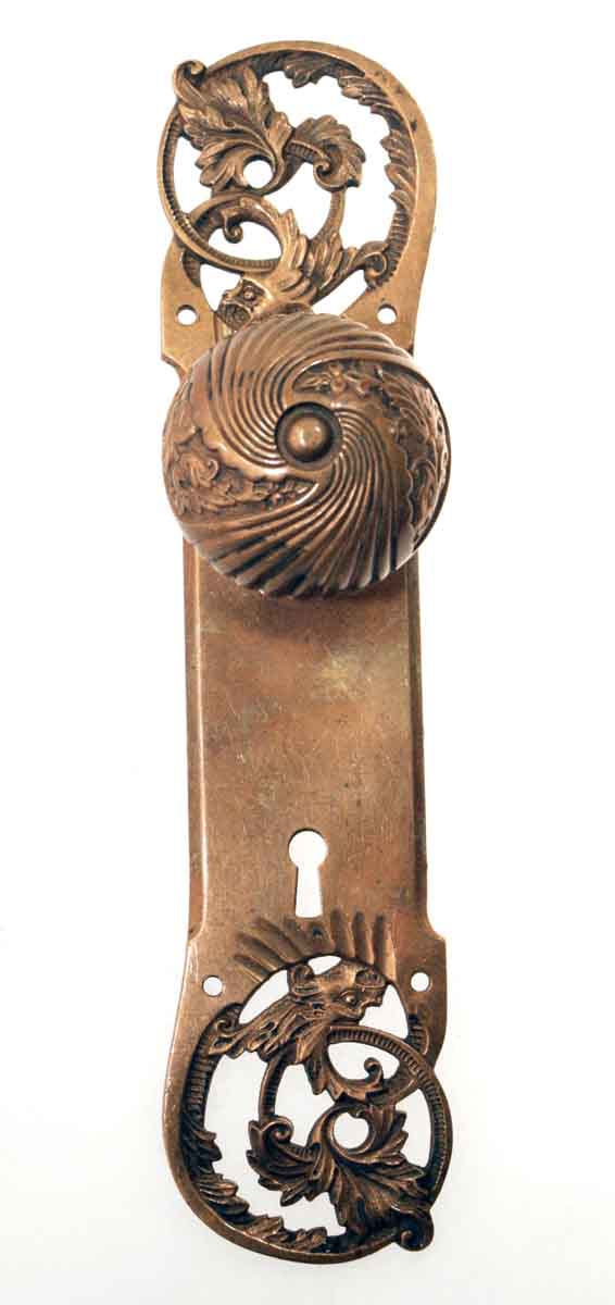 Door Knob Sets - Bronze Corbin Swirl Door Knob Set with Ornate Back Plate