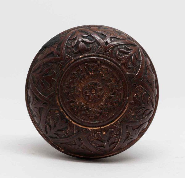 Door Knobs - 6 Fold Classic Bronze Entry Door Knob with a Floral Center