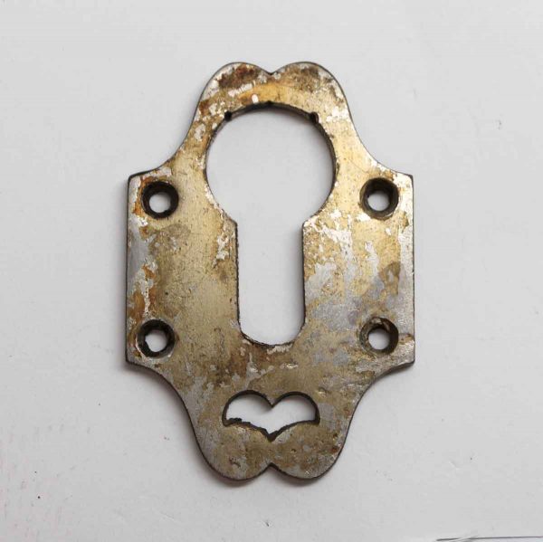 Keyhole Covers - Nickel Over Brass Arts & Crafts Lock Keyhole Cover