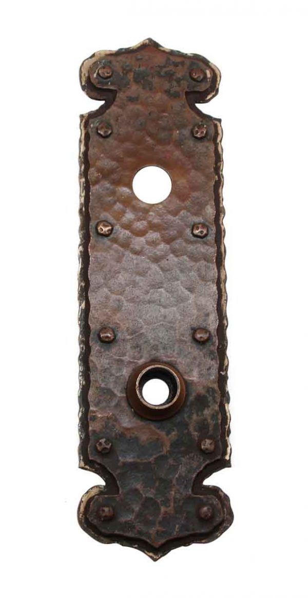 Back Plates - Arts and Crafts Hammered Bronze Door Back Plate