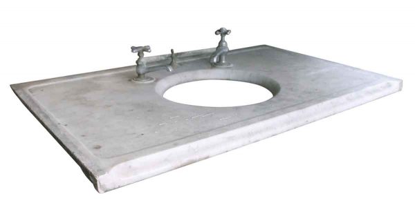 Bathroom - 19th Century Wide Marble Sink Top with a Circle Bowl Opening