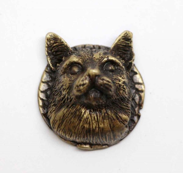 Cabinet & Furniture Knobs - Unique Cast Brass Cat Head Drawer Knob