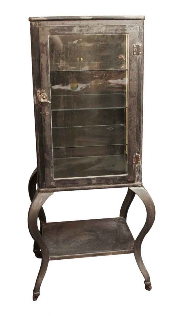 Cabinets - Vintage Steel Medical Cabinet with Cabriole Legs