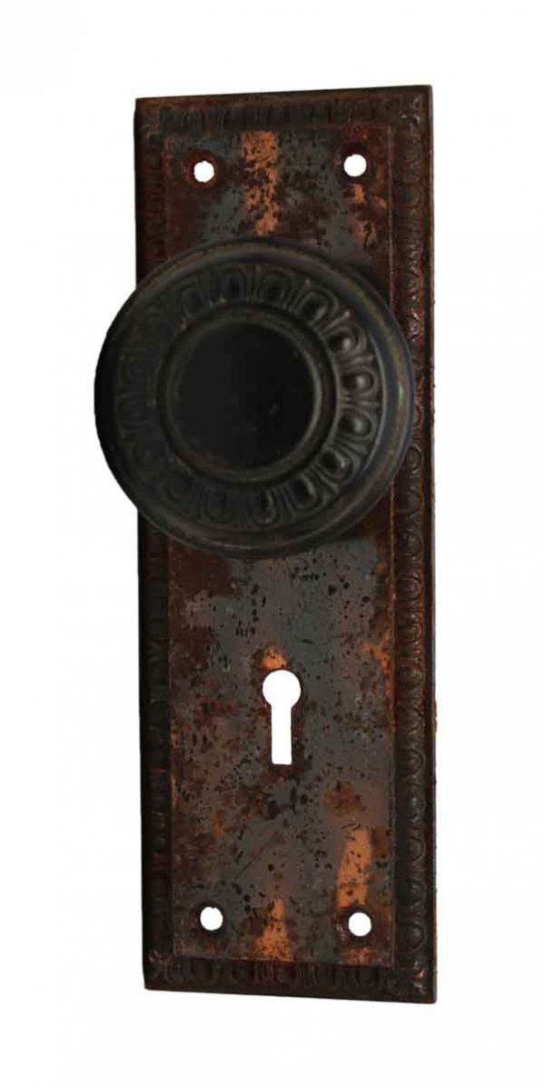 Door Knob Sets - Brass Egg & Dart Door Knob with Russell & Erwin Cast Iron Back Plate